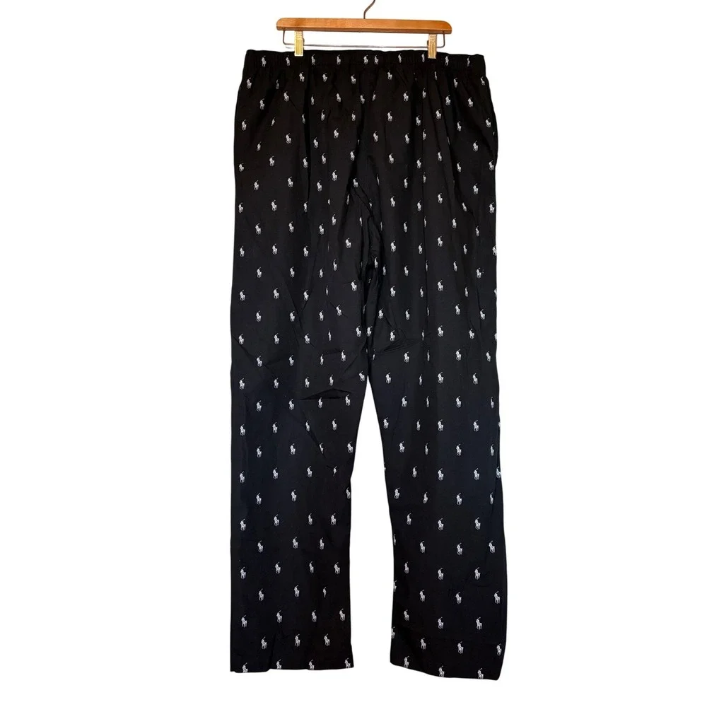 Polo Ralph Lauren Mens 1XT Black All Over Pony Logo Cotton Pajama Pants‎ XL Tall